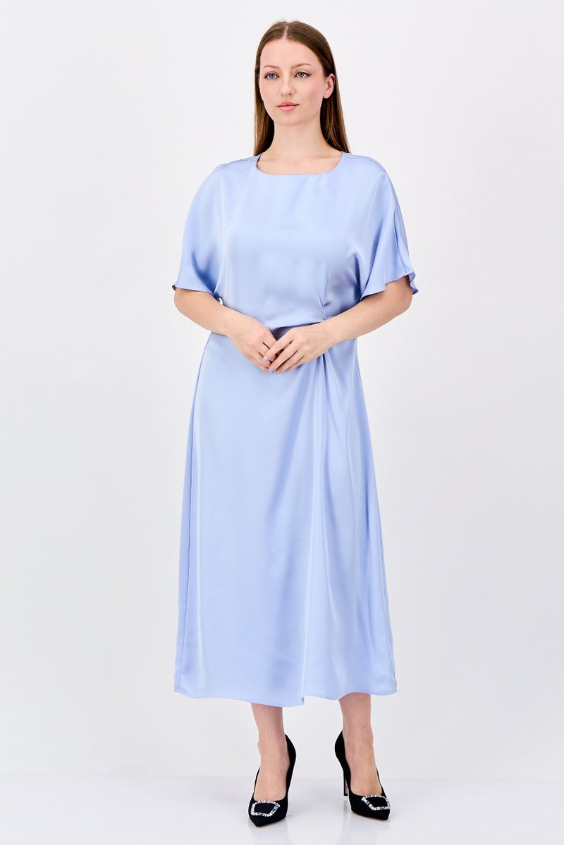 bebe Women Solid Maxi Dress, Light Blue - Image 1