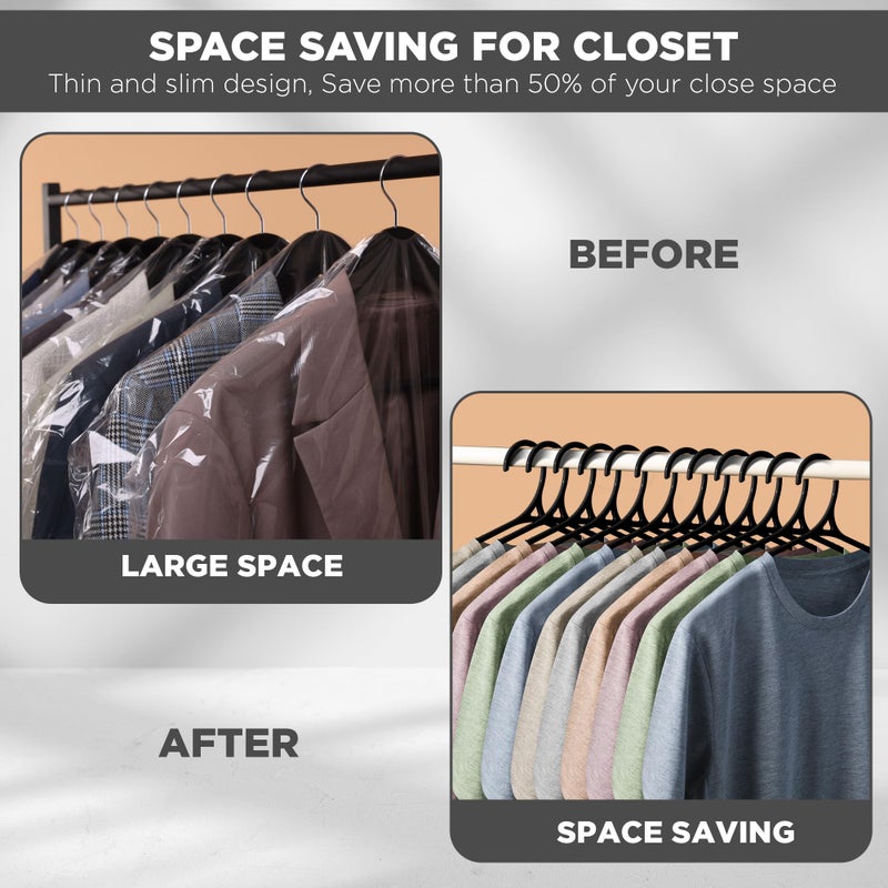 Utopia Home Clothes Hangers - Standard Plastic Hangers Space Saving - Durable Coat Hangers 50 Pack (Black) - Image 3