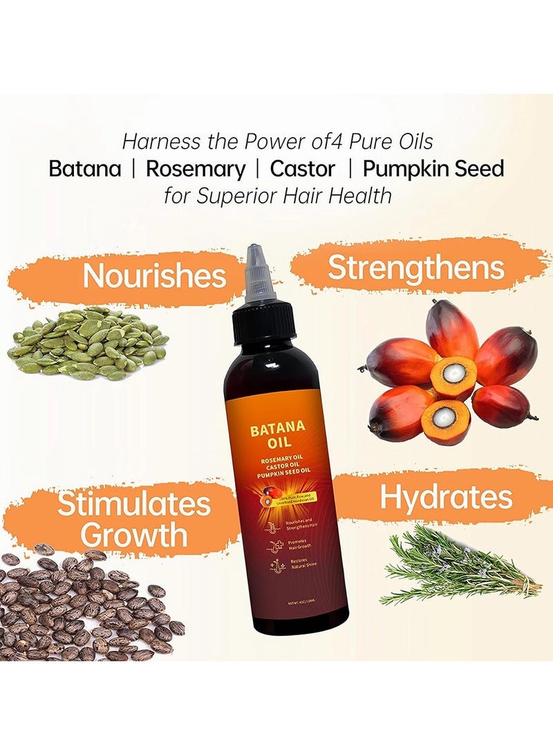 ATRJSZ Organic Batana Oil for Hair Growth (118ml/4oz), USDA Certified, Natural & Cold-Pressed, Deep Hydration, Hair & Scalp Repair, Anti-Hair Loss with Castor & Rosemary Oil for Stronger - Image 2