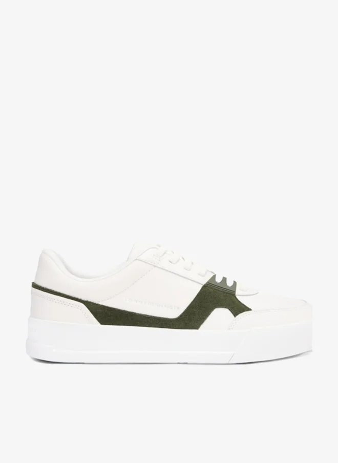 TOMMY HILFIGER Leather Contrast Panel Court Trainers