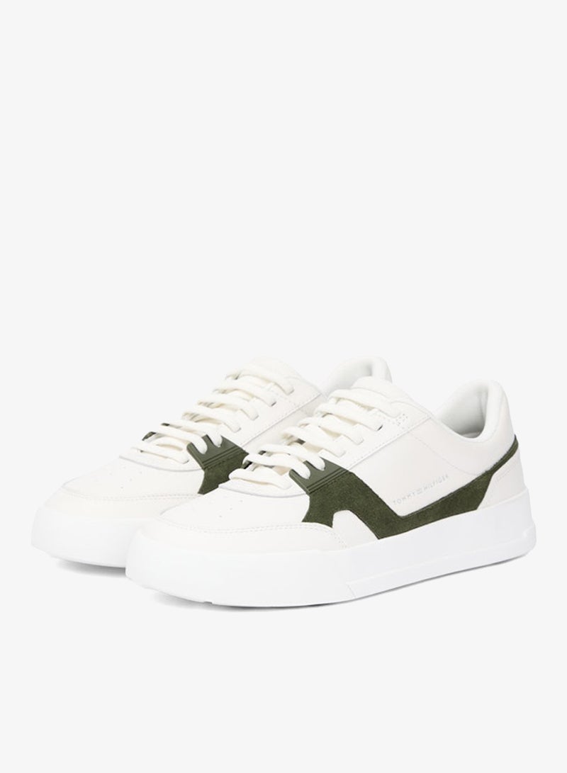 TOMMY HILFIGER Leather Contrast Panel Court Trainers - Image 3