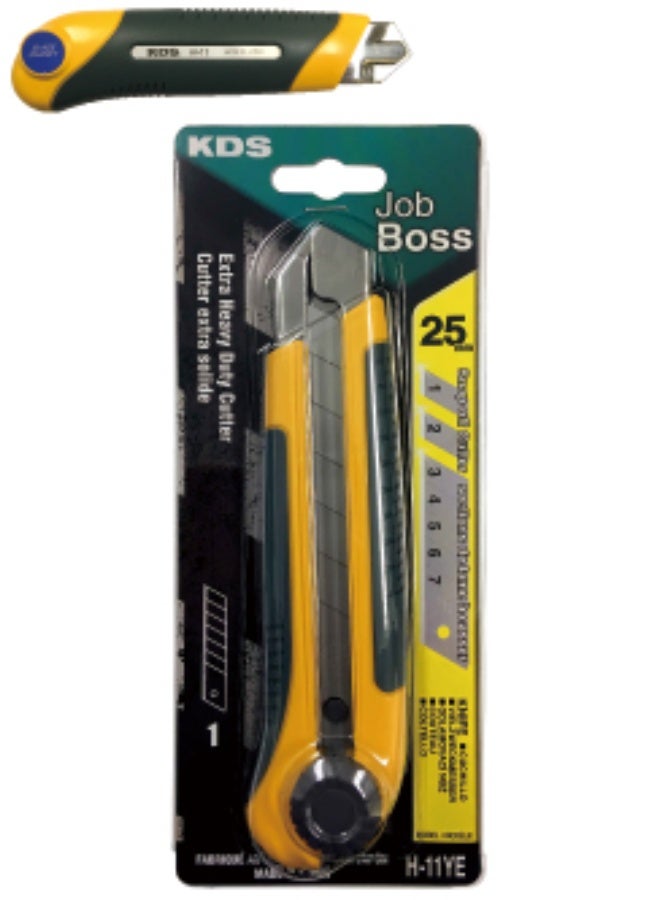 كي دي اس كاسر محترف KDS Reiter H-11YE – شفرة قابلة للقص 25 مم، مقبض مطاطي، أصفر - Image 1