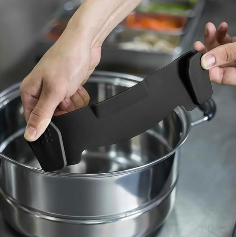 liboyixi Clip On Strainer Silicone for All Pots and Pans, Pasta Strainer Clip on Food Strainer for Meat Vegetables Fruit Silicone Kitchen Colander (Black) - Image 3