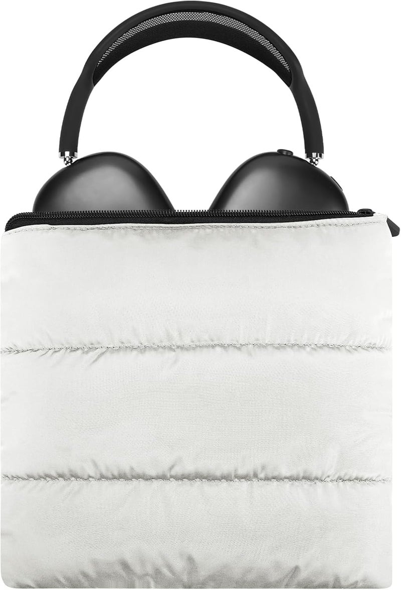 Geekria NOVA Headphones Puffy Pouch, Compatible with Apple AirPods Max 2, AirPods Max Case, Headset Carrying Bag, Soft Travel Pouch Case for Over-Ear Headphones (Off-White) - Image 2