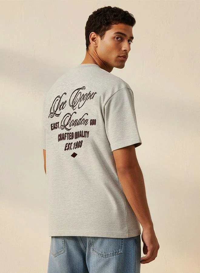Lee Cooper GREY Lee Cooper Regular Fit Crew Neck Short Sleeves Logo Badge T-shirt for Men | Best Price UAE