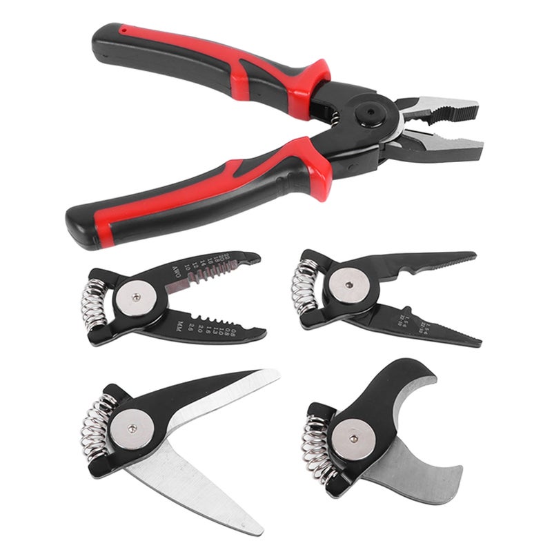 5 in 1 Pliers Set Steel Multifunctional Interchangeable Head Pliers for Metal Sheet Wire Cutting Stripping Crimping - Image 2