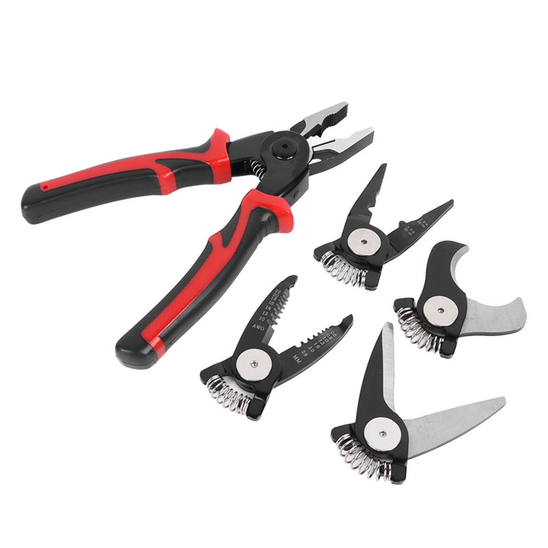 5 in 1 Pliers Set Steel Multifunctional Interchangeable Head Pliers for Metal Sheet Wire Cutting Stripping Crimping - Image 4