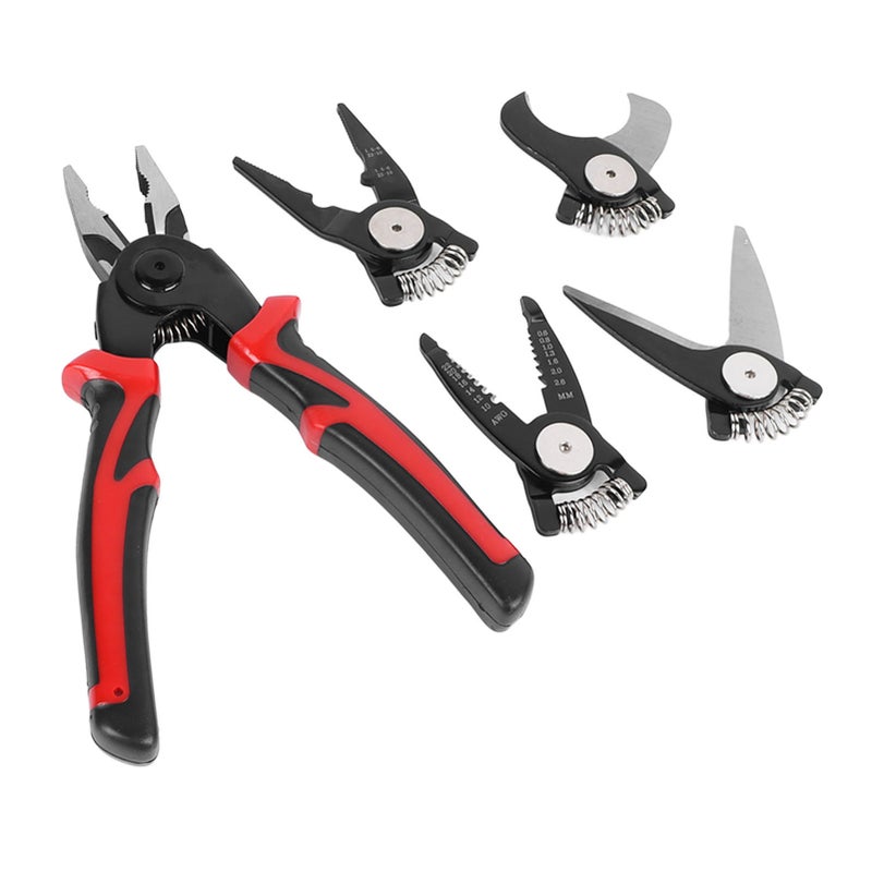 5 in 1 Pliers Set Steel Multifunctional Interchangeable Head Pliers for Metal Sheet Wire Cutting Stripping Crimping - Image 5