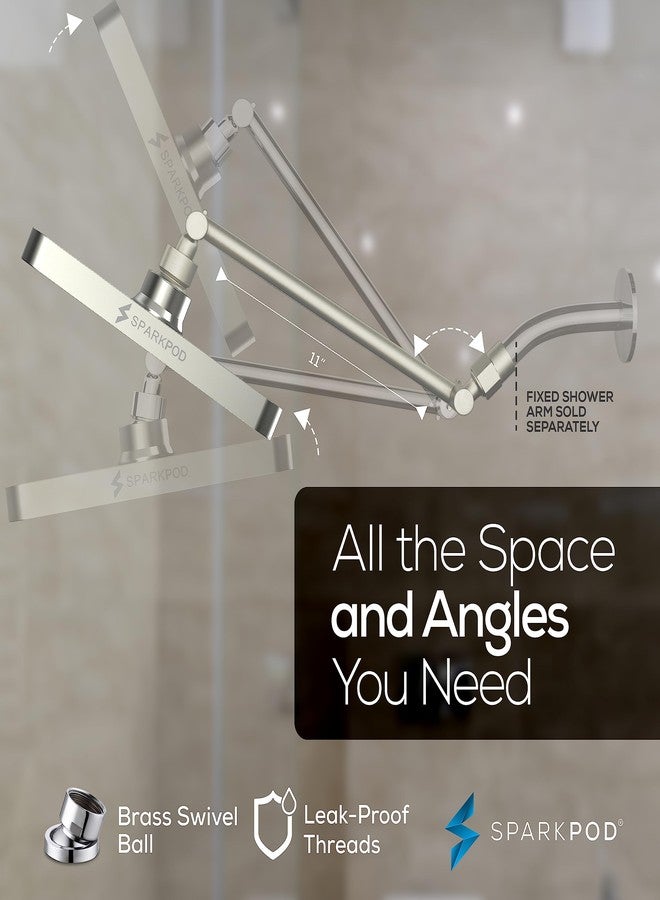 SparkPod Square Rain Shower Head with Extension Arm - Height Adjustable Shower Head with High Pressure Performance - Easy 1-Minute Installation (8" Square, Elegant Brushed Nickel) - Image 5