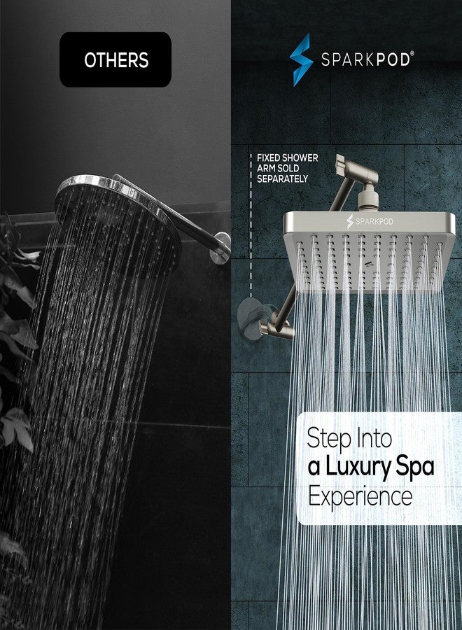 SparkPod Square Rain Shower Head with Extension Arm - Height Adjustable Shower Head with High Pressure Performance - Easy 1-Minute Installation (8" Square, Elegant Brushed Nickel) - Image 2