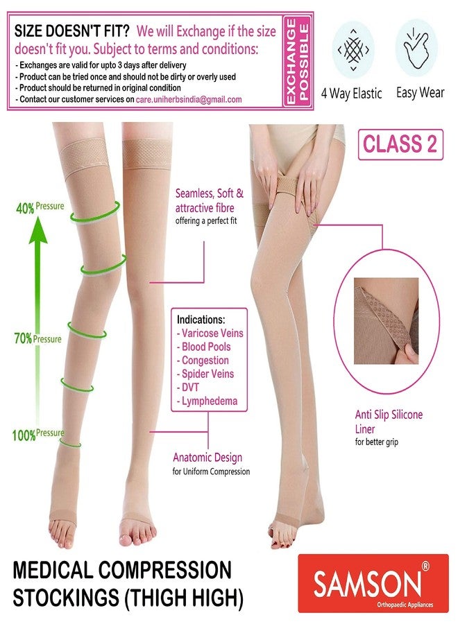 Samson Orthotics Medical Compression Stockings for Varicose Veins, Blood Pools, Congestion, Spider, Lymphedema (Style : Thigh High, Size : Small) - Image 2