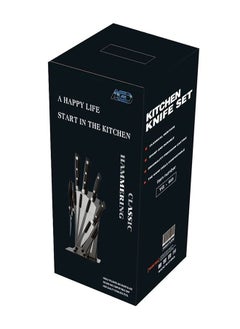 AGD 5-Piece Kitchen Knife Set With Stand YG-603 Silver/Black  - Image 3