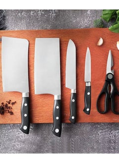 AGD 5-Piece Kitchen Knife Set With Stand YG-603 Silver/Black  - Image 5