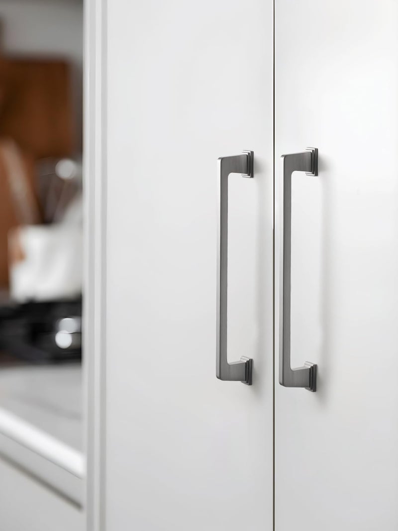 Sorwduerm 5 Pack Brushed Nickel Cabinet Pulls Square 6.3""(160Mm) Hole Center Silver Cabinet Handles Drawer Pulls Cupboard Kitchen Hardware - Image 3