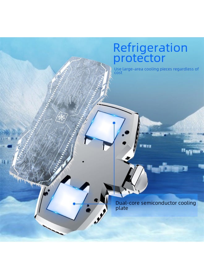 Loquat Intelligent Temperature Control Mobile Phone Radiator Creative Colorful Lights Double Fan Semiconductor Refrigeration Digital Display Ice Radiator Factory-Color:K04 Silver Semiconductor  - Image 2