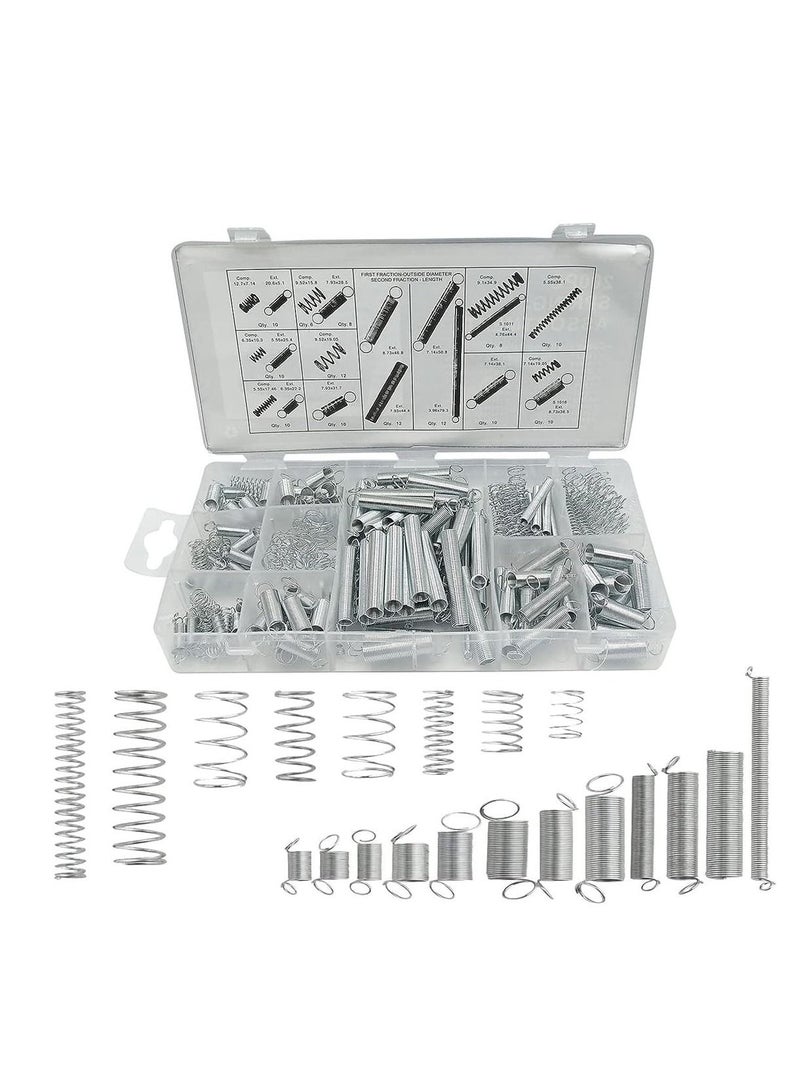 RACO RACO 200Pcs Spring Assortment Set, Zinc Plated Steel Compression and Extension Springs Kit, Metal Tension Springs Replacement Kit for All Types of Home Repairs and DIY Projects  - Image 1