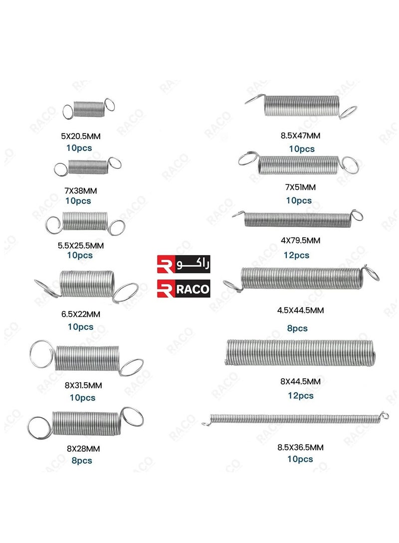 RACO RACO 200Pcs Spring Assortment Set, Zinc Plated Steel Compression and Extension Springs Kit, Metal Tension Springs Replacement Kit for All Types of Home Repairs and DIY Projects  - Image 2