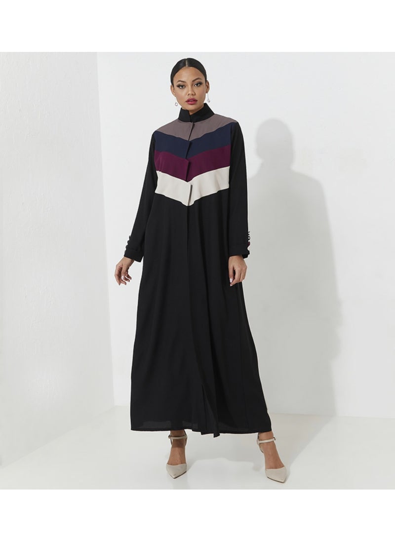 Rosette Abaya Embellished abaya collar colors Cutting  - Image 4