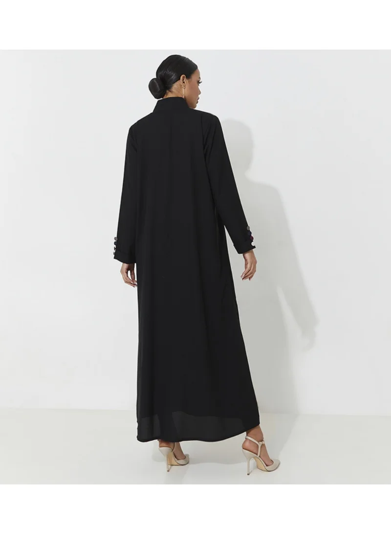 Rosette Abaya Embellished abaya collar colors Cutting