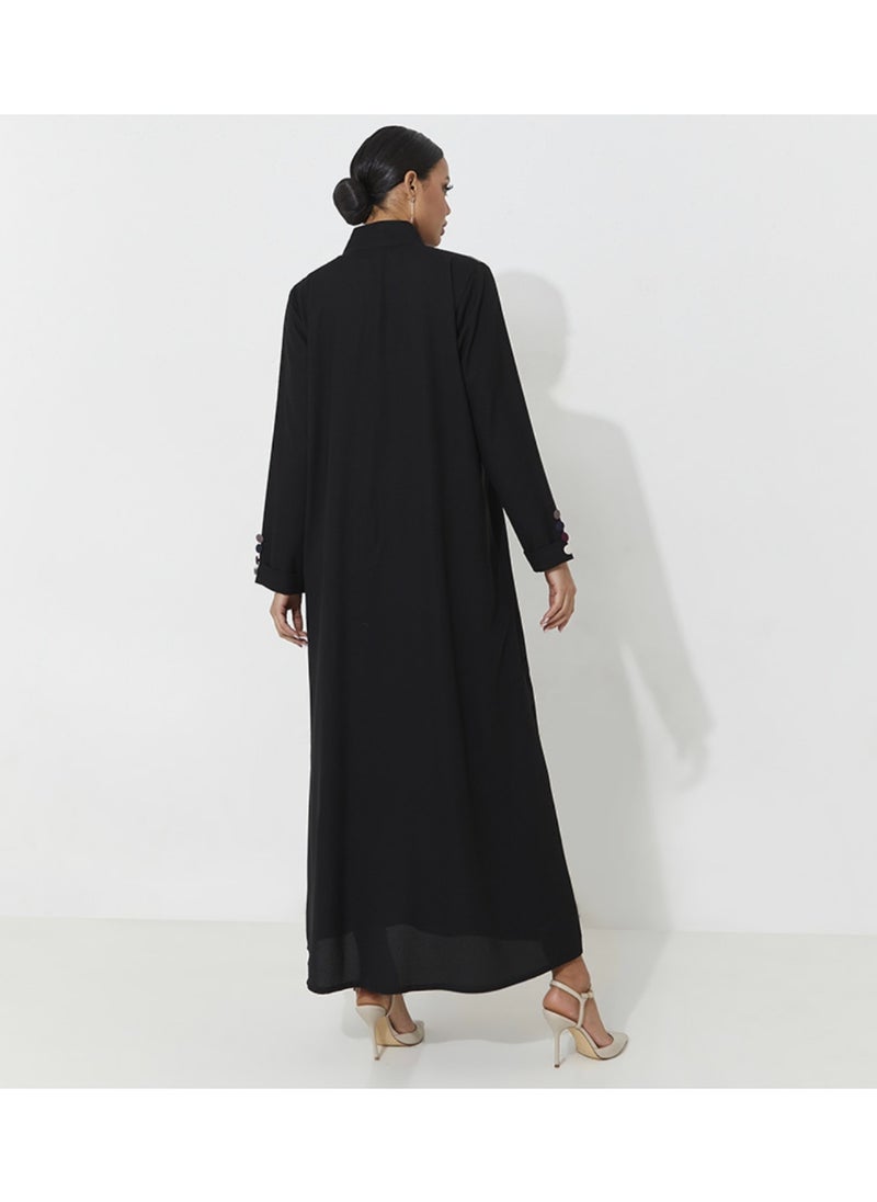 Rosette Abaya Embellished abaya collar colors Cutting  - Image 3