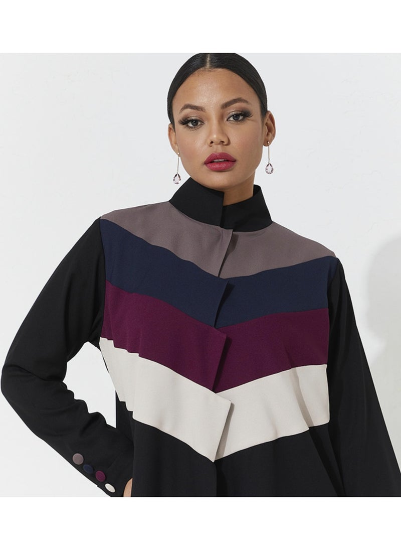 Rosette Abaya Embellished abaya collar colors Cutting  - Image 2