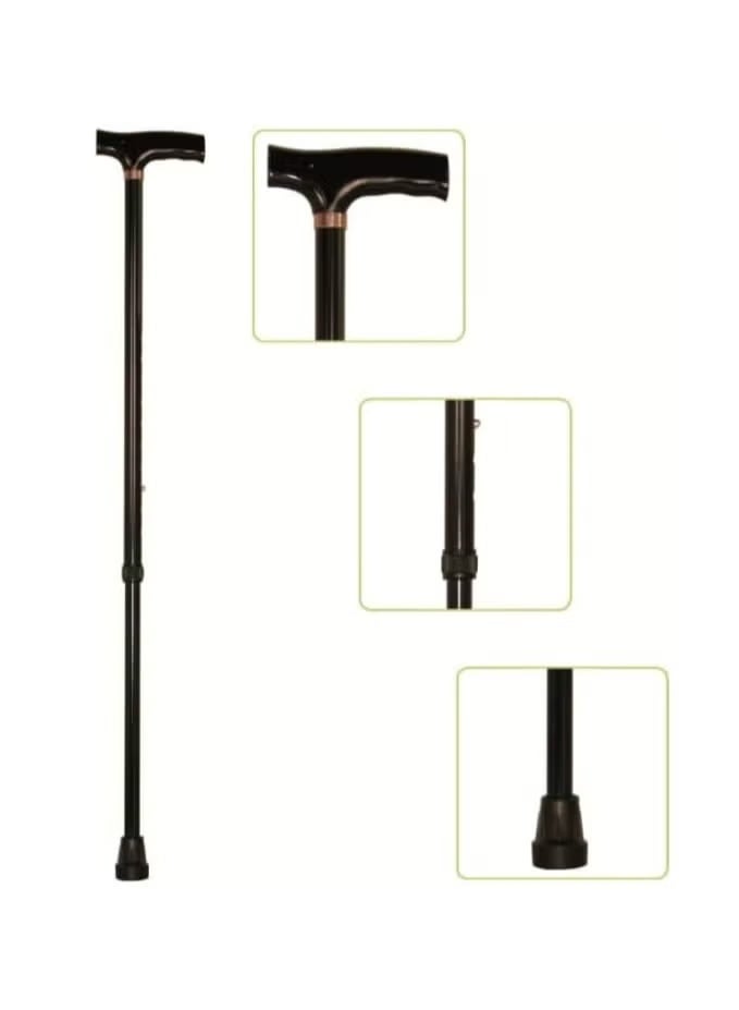 عصا مساعدة للمشي قابلة للتعديل لكبار السن لون اسود - Image 2