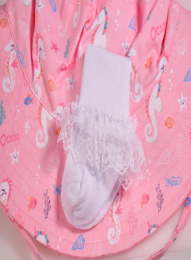 EPEIUS Baby Girl Socks Eyelet Turn Cuff Ruffle Lace Socks Dress Socks Newborn/Infants/Toddlers 2/3 Pack, White/White 2 Pack, 0-3 Months - Image 2