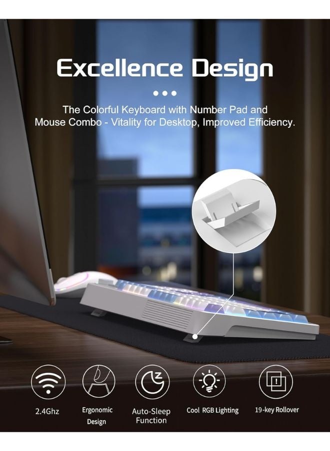 MageGee Wireless Gaming Keyboard and Mouse Combo V560, RGB Backlit Rechargeable Mechanical Feel 2.4GHz Quiet Blue White Purple Keyboard Mouse for Mac Laptop PC Gamer - Image 2