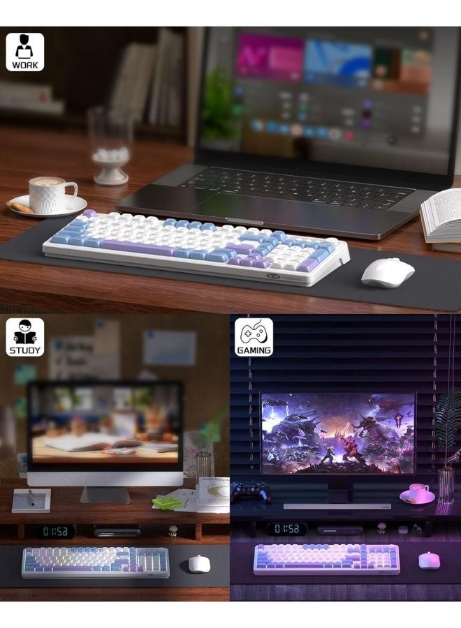 MageGee Wireless Gaming Keyboard and Mouse Combo V560, RGB Backlit Rechargeable Mechanical Feel 2.4GHz Quiet Blue White Purple Keyboard Mouse for Mac Laptop PC Gamer - Image 4