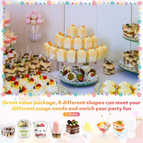 Remerry 296 Pack Plastic Dessert Cups with Lids and Spoons Toothpicks 2/3/4/5/6 oz 8 Styles Clear Mini Appetizer Cups Disposable for Serving Fruit Ice Cream Pudding Weddings Party(Classic Style) - Image 5