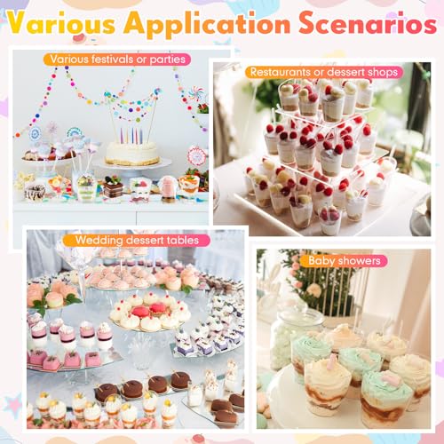 Remerry 296 Pack Plastic Dessert Cups with Lids and Spoons Toothpicks 2/3/4/5/6 oz 8 Styles Clear Mini Appetizer Cups Disposable for Serving Fruit Ice Cream Pudding Weddings Party(Classic Style) - Image 3