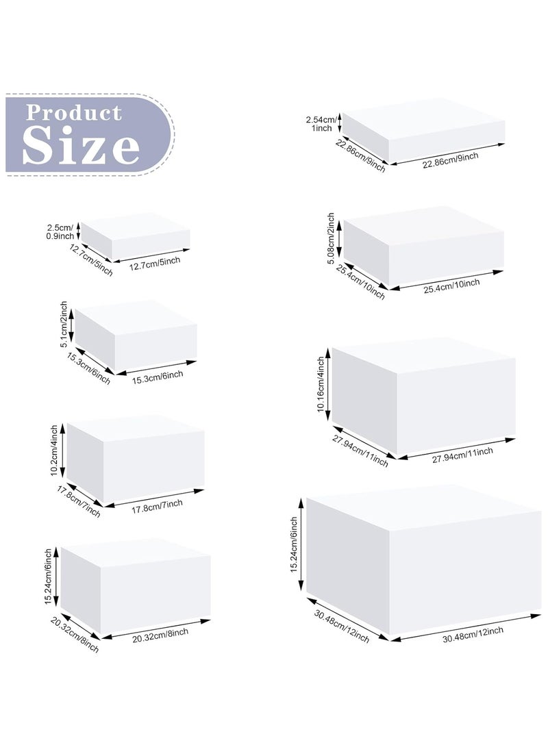 TPGP 8 Pcs Acrylic Risers for Display,White Acrylic Cube Box Dessert Display Stand with Hollow Bottoms 8 Different Size Acrylic Product Display Risers for Party Decor (Cube-8)  - Image 5