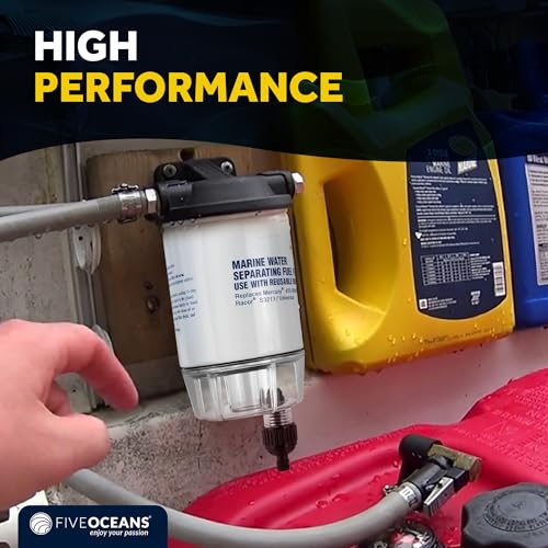 Five Oceans Fuel Water Separator Marine - Fuel Water Separator with Clear Bowl, Replaces# S3213, 35-60494-1, 18-7932-1,18-17928,35-809097, for Marine Outboard Motor Mercury, Racor, Universal - FO3665 - Image 4