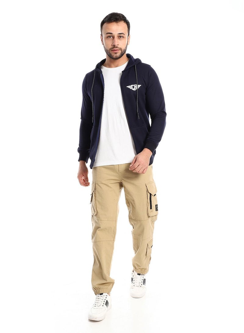 سيزار هودي رجالي طباعة ومزود بسوستة وجيوب أمامية - Image 3