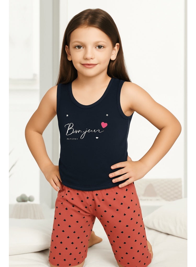 Girls' Bonjour Print Sleeveless Pajama Set - Image 2