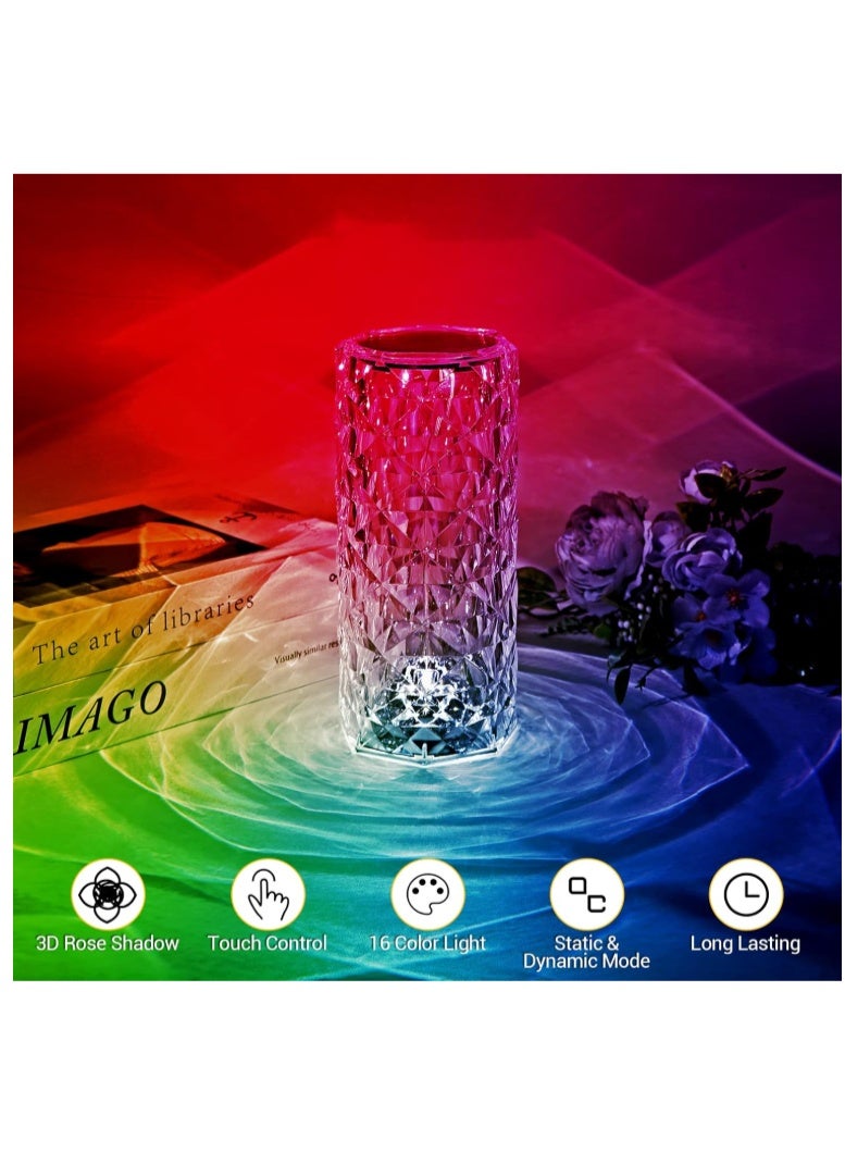 اباجورة كريستال 16 لون مع ريموت للتحكم في لون الاضائة، لمبة كريستال ليد كرستال مضيئة بألوان متعددة، لمبة سهاري وديكور سهاريه بتصميم ماسي ثلاثي الأبعاد، بلورة كريستال مضيئة قمر، لمبة ليد مع ريموت كنترول متعدد الالوان، قابلة للتعتيم مع 16 لون RGB، مصباح مكتب قابل لإعادة الشحن عبر USB لغرفة النوم، المعيشة، المنزل، المكتب، شفاف - Image 5