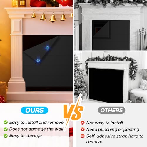 PAWBOSE Magnetic Fireplace Cover - Stop Heat Loss & Keep Drafts Out with Built-in 12 Strong Magnets for Iron Fireplace Frame, 36x32 Inch - Image 3