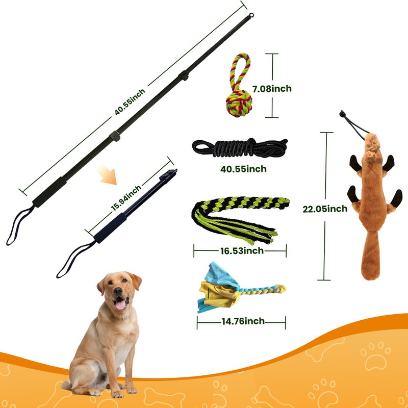 GRETMIX Flirt Pole for Dogs, Interactive Dog Toys Extendable Teaser Wand with Lure Chewing Toy, Chase and Tug of War for Small Medium Large Dogs Training Playing Exercise - Image 2