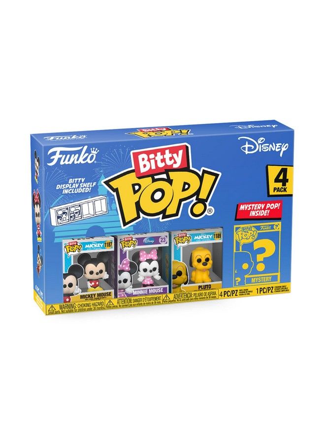 Funko Bitty Pop! Disney Mini Collectible Toys Mickey Mouse Minnie Mouse Pluto & Mystery Chase Figure (Styles May Vary) 4 Pack - Image 1