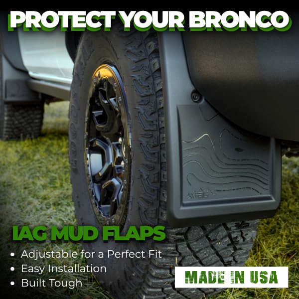 IAG Performance IAG Trail Shield Mud Flaps, Adjustable, No Drill, Patented, Made in USA, Splash Guards for Ford Bronco 2021+ 2/4 Door, Fits Sasquatch Badlands Big Bend Heritage, Front & Rear (Not Raptor or Sport) - Image 3