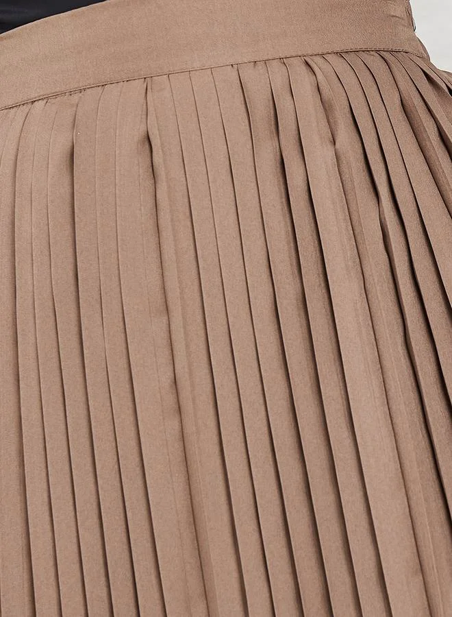 Styli Pleated A-Line Midi Skirt