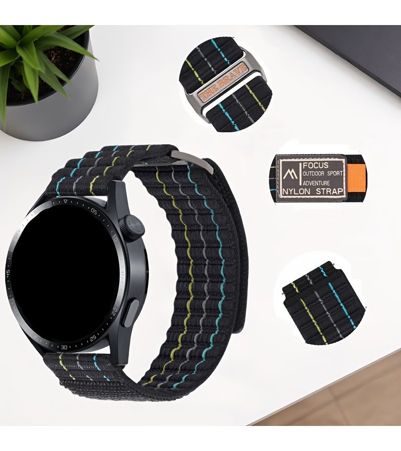 Quick Release 22mm Nylon Watch Strap For Galaxy Watch Series Breathable Comfortable Durable Strong Fitness Running Outdoor Mountaineering Powder Sand - Image 3