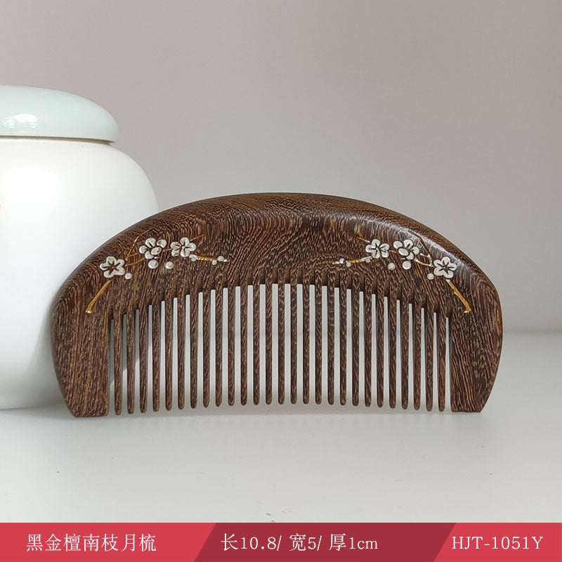 Ebony Wood Comb Painted Massage Medium-Tooth 11CM south branch month comb