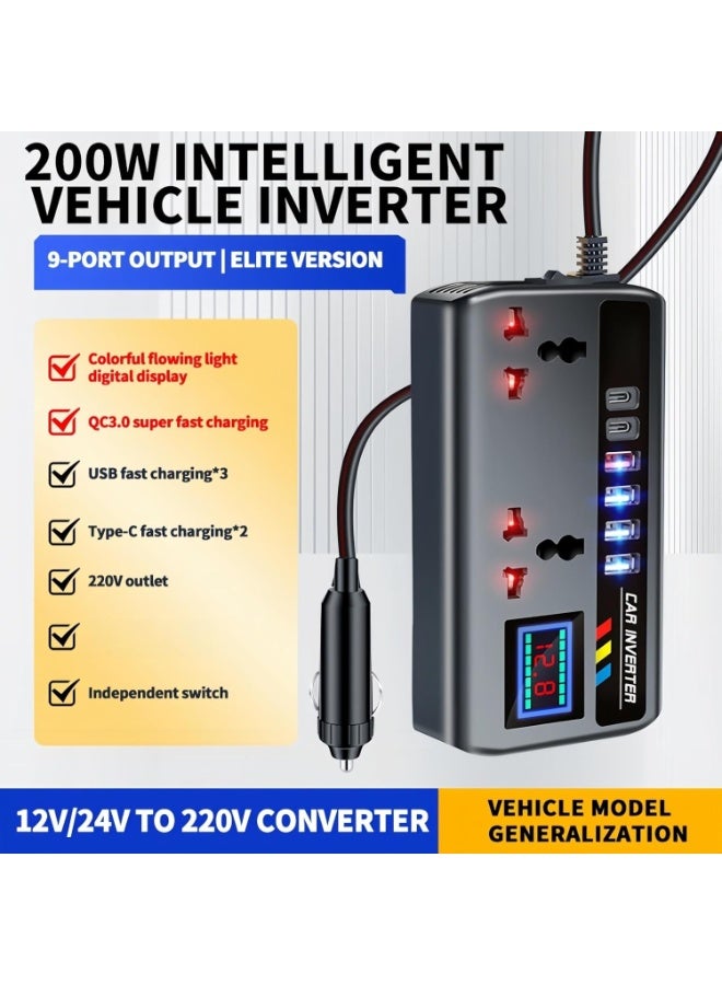 TIGER Pure Sine Wave Car Inverter 220V Output 12V/24V with Dual Sockets & 3 USB Ports – Portable Power Converter for Laptop, Electronics, and Travel Devices - Image 4