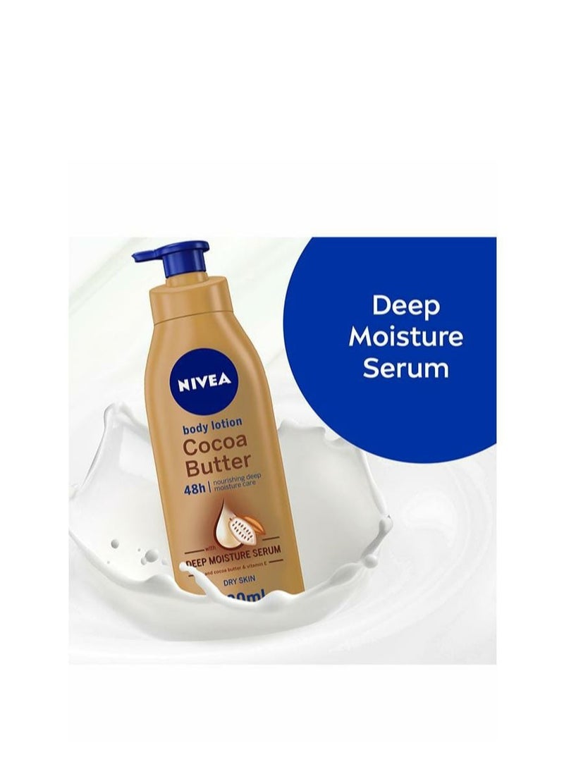 Nivea Cocoa Butter Body Lotion, Vitamin E, Dry Skin 400ml - Image 4