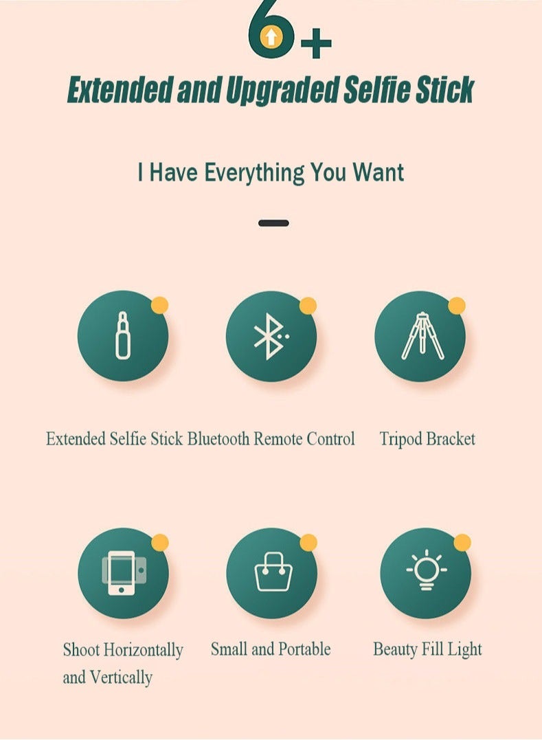Selfie Tripod with Light, Mobile Phone Holder Lightweight Tripod with Detachable Bluetooth Wireless Remote Phone Holder, Also Suitable for Tiktok Vlog Youtuber Video Recording - Image 5