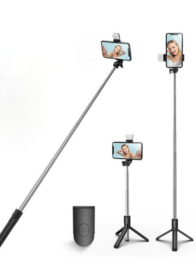 Selfie Tripod with Light, Mobile Phone Holder Lightweight Tripod with Detachable Bluetooth Wireless Remote Phone Holder, Also Suitable for Tiktok Vlog Youtuber Video Recording - Image 1