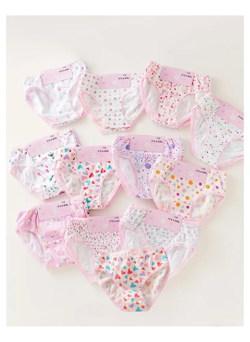 12 Pieces Girls Underwear Toddler Hipstar Panty Soft Breathable Pure Cotton Knickers Undies Set For Toddler Girls Panties Multicolor