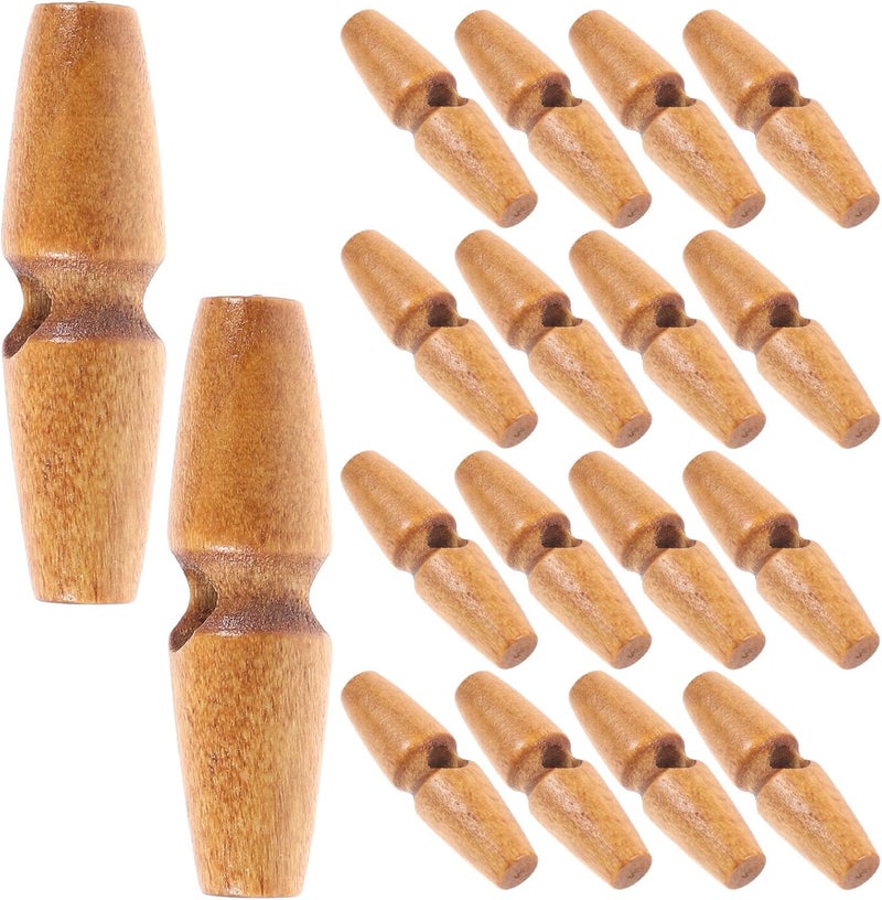 50pcs Medium Brown Wooden Sew-on Toggles Coat Closure Buttons for DIY Overcoat Cardigan Fastener Craft - Image 1