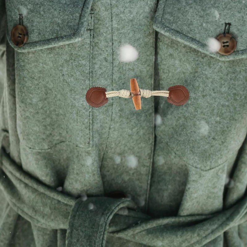 50pcs Medium Brown Wooden Sew-on Toggles Coat Closure Buttons for DIY Overcoat Cardigan Fastener Craft - Image 4
